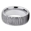 8mm Silver Tungsten Carbide Wedding Band Woodgrain Design Dome Gunmetal Gray Ring 9 view 2