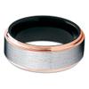 8mm Brushed Tungsten Carbide Wedding Band Rose Gold Stepped Edges Black Inlay Ring 5.5 view 2