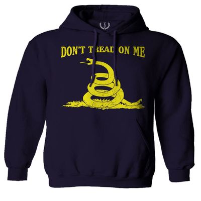 0024. American Don't Tread ON ME Military Combat United State Patriotic Style Sweatshirt Pullover Hoodie (Navy, Large)