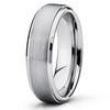 6mm Brushed Silver Tungsten Carbide Wedding Band Stepped Edge Polished Mens Womens Ring 9.5 view 1