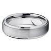 6mm Brushed Silver Tungsten Carbide Wedding Band Stepped Edge Polished Mens Womens Ring 9.5 view 2