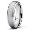 6mm Brushed Silver Tungsten Carbide Wedding Band Stepped Edge Polished Mens Womens Ring 13 view 1