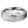 6mm Brushed Silver Tungsten Carbide Wedding Band Stepped Edge Polished Mens Womens Ring 10.5 view 2