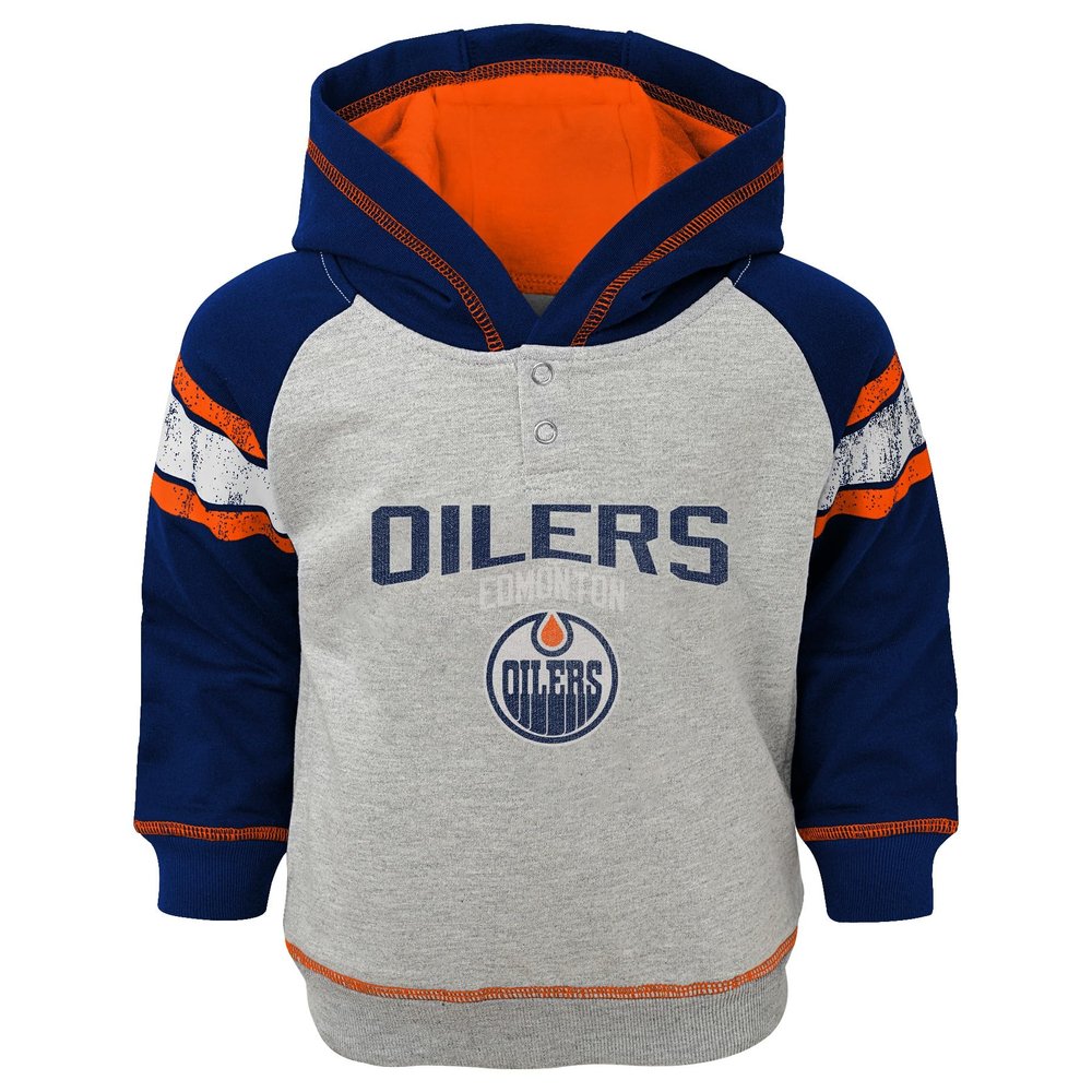Outerstuff NHL Edmonton Oilers Infant Classic Stripe Hoodie, 24 Months, Heather Grey