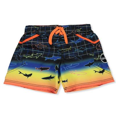 Skechers Boys' Microtwill Trunks Swim Shorts, Rainbow Sharks, 4