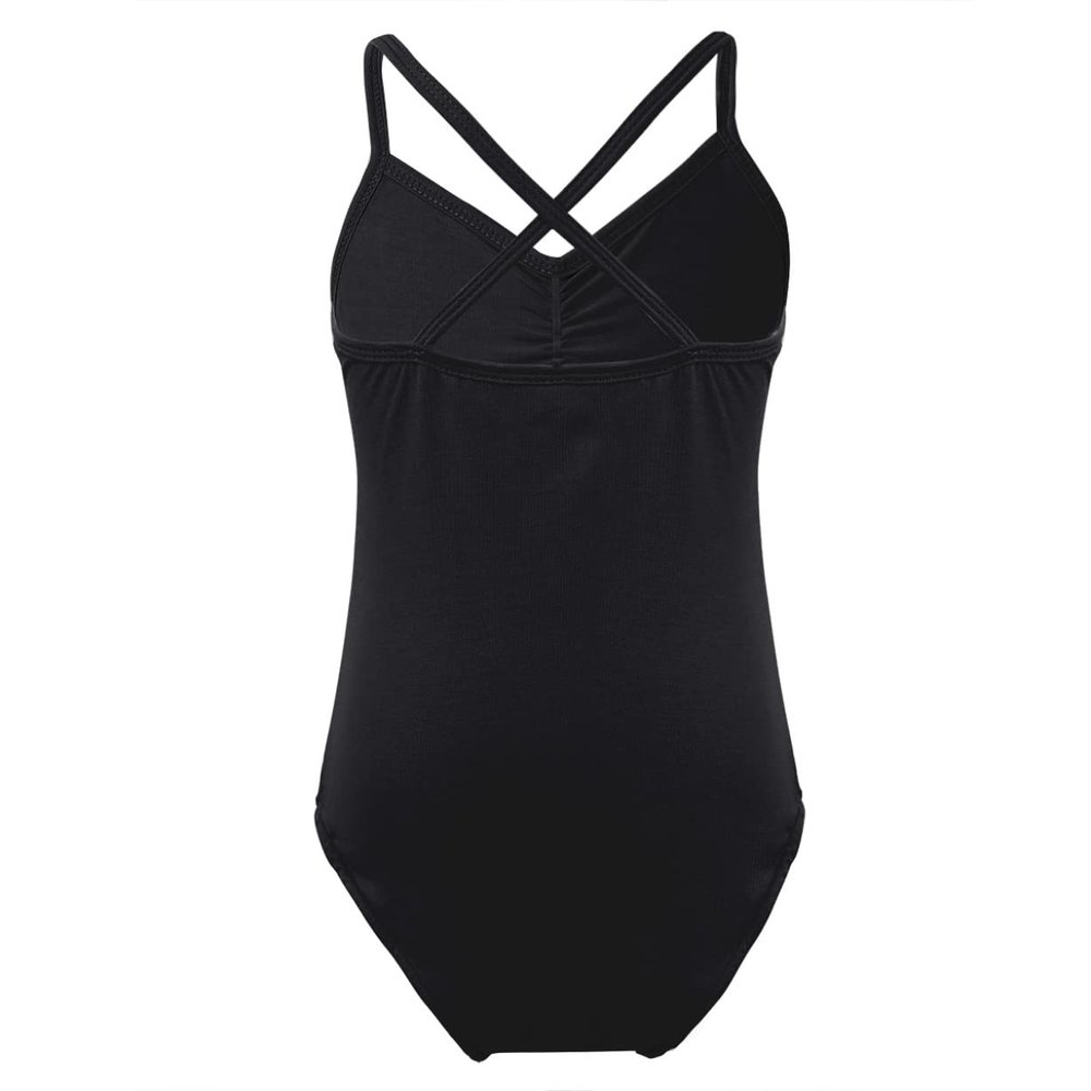 Freebily Kids Girls Sleeveless Spaghetti Straps Gymnastics Leotard Ballet Dance Unitard Sport Biketard Yoga Bodysuit Swimwear Black 3-4 Years