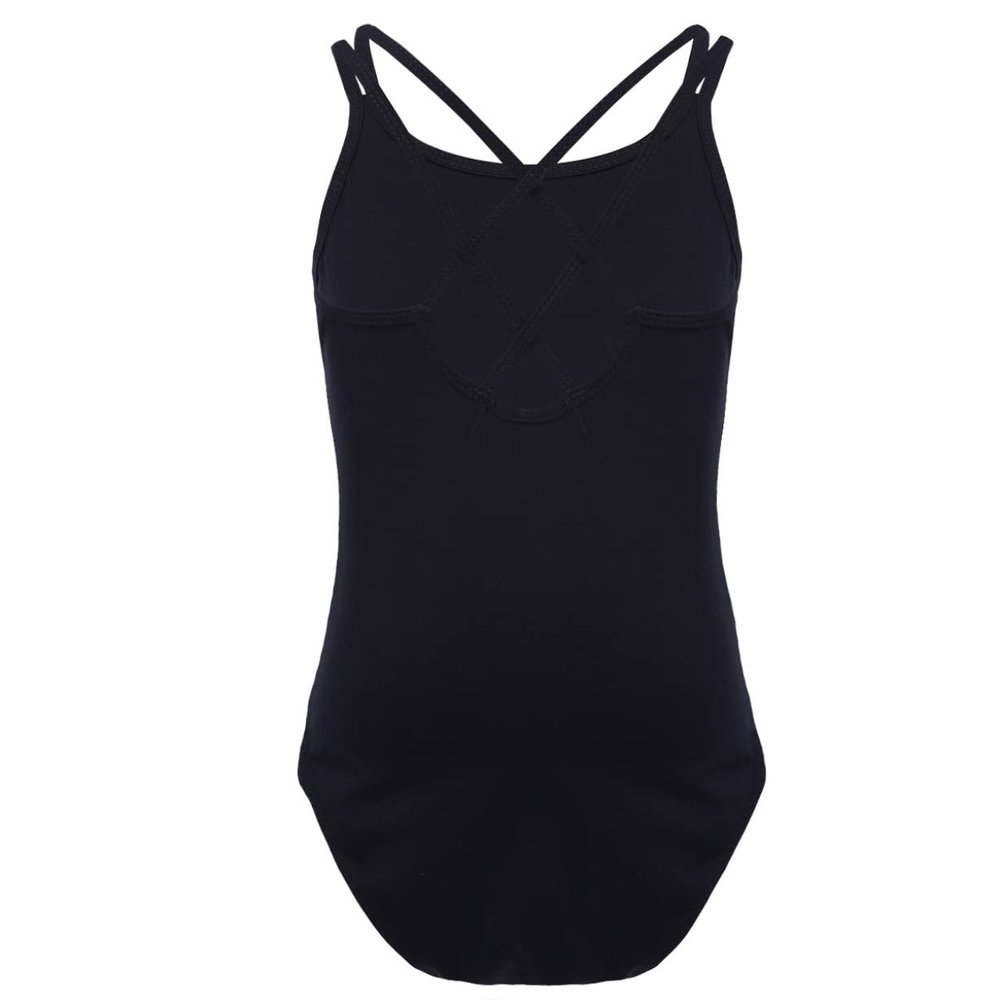 Freebily Kids Girls Double Straps Sleeveless Gymnastic Ballet Leotard Jumpsuit Athletic Dance Clothes Tank Tops Outfits Black A 12-14 Years
