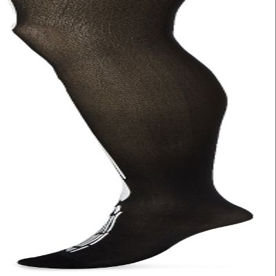 Skeleton Print Opaque Tights - Black/White - O/S