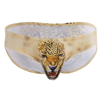 Freebily Men's Sexy 3D Wolf Leopard Panties Bulge Pouch Bikini Briefs Underwear Yellow Large (Waistline 27.5-39.0")