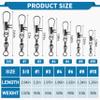 Shaddock Fishing Barrel Fishing Swivels with Safty Snap, 100pcs Saltwater Freshwater Swivels Tackles, Stainless Steel Interlock Snaps, Fishing Line Connector, Black, Size4 view 2