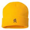 Go All Out One Size Gold Cuffed Bigfoot Sasquatch Embroidered Cuffed Knit Beanie Cap view 1