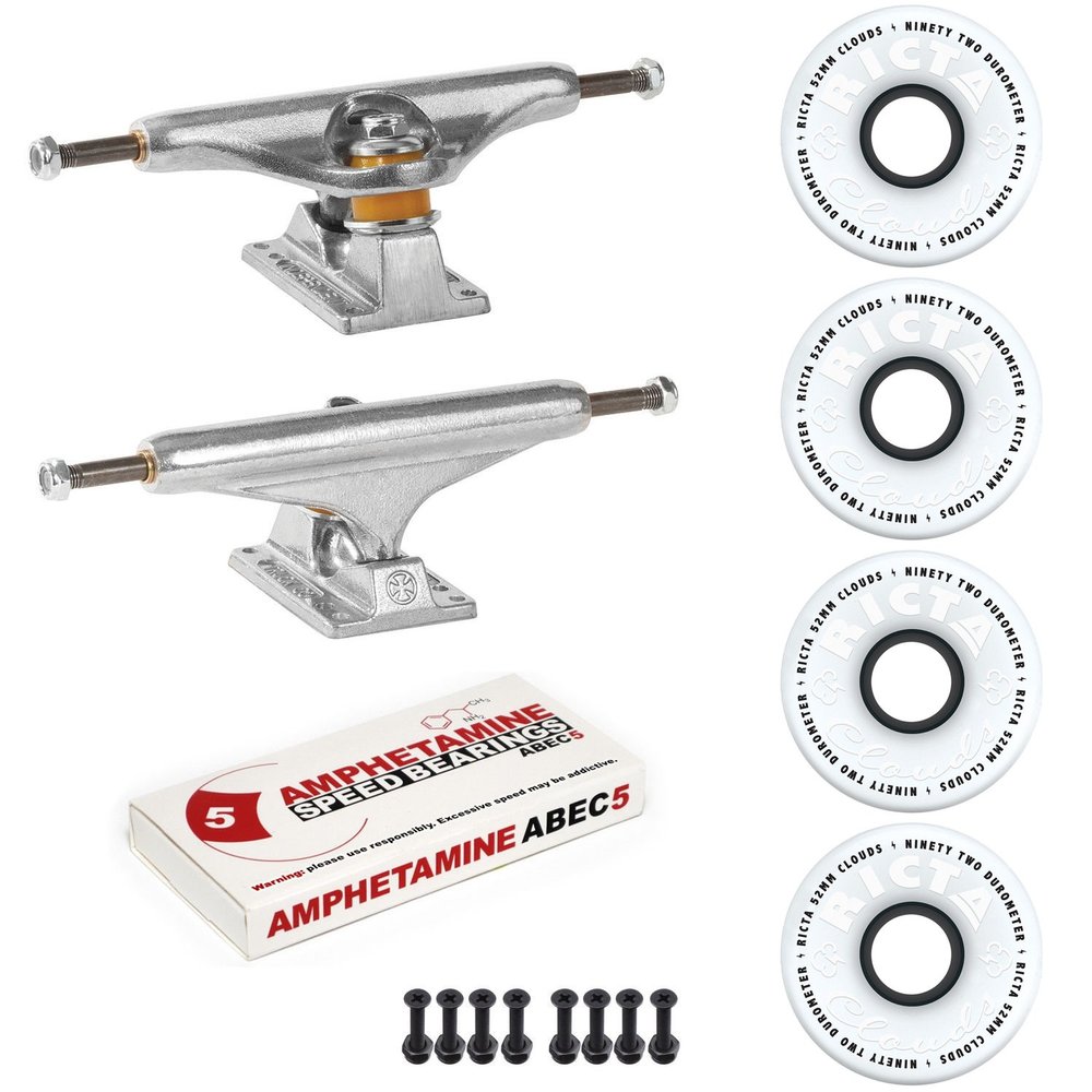 INDEPENDENT Skateboard Package 129 Trucks Ricta Clouds 52mm 92a Wheels ABEC 5