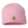 Go All Out One Size Pink Cuffed Bigfoot Sasquatch Embroidered Cuffed Knit Beanie Cap view 1