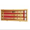 sfDisplay.com,LLC. 3 Baseball Bat Display Case Cabinet Holder Wall Rack Custom Options 98% UV - Lockable (Oak Wood Finish, Red Felt - Horizontal Mounting) view 1