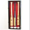 sfDisplay.com,LLC. 3 Baseball Bat Display Case Cabinet Holder Wall Rack Custom Options 98% UV - Lockable (Black Wood Finish, Red Felt - Vertical Mounting) view 1