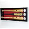 sfDisplay.com,LLC. 3 Baseball Bat Display Case Cabinet Holder Wall Rack Custom Options 98% UV - Lockable (Black Wood Finish, Red Felt - Horizontal Mounting) view 1