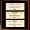University Diploma Frame Three Certificate Holder Triple College Degree Frames 3 Document Framing Double Matted Satin Mahogany Wood Top Black Inner Maroon License Plaque Case view 4