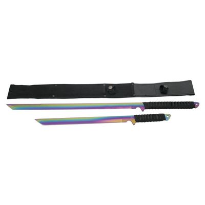 THIRD Set of Two Blades H0128C 48 cm Stainless Steel Blade, Titanium Plated Rainbow with Twisted Rope Handle, with Nylon Sheath
