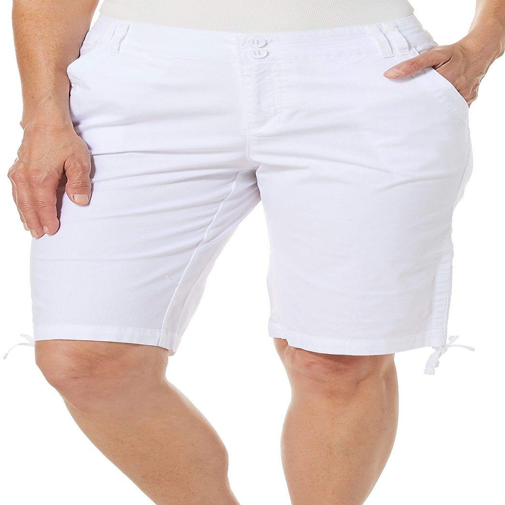 Jason Maxwell Women's Adjustable Tie Bermuda Short, White, 6