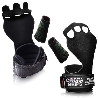 Cross Training Grips Best Gymnastics Grips Keep Your Hands Free from Blisters & Callouses Pullups Weight Lifting Chin Ups (Large 5.0"-5.50", Green Nubuck Leather)