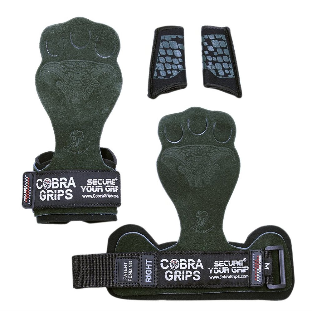Cross Training Grips Gymnastics Grips Keep Your Hands Free from Blisters & Callouses Pullups Weight Lifting Chin Ups (Small 3.75"-4.25", Green Nubuck Leather)
