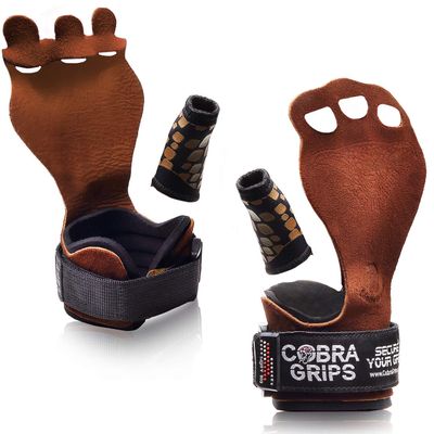 Cross Training Grips Best Gymnastics Grips Keep Your Hands Free from Blisters & Callouses Pullups Weight Lifting Chin Ups (Medium 4.25"-5.0", Brown Nubuck Leather)