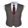 Ruth&Boaz 3Pockets 4Buttons Wool Herringbone Tweed Business Suit Vest (XXXL, Herringbone Brown) view 1