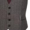 Ruth&Boaz 3Pockets 4Buttons Wool Herringbone Tweed Business Suit Vest (XXXL, Herringbone Brown) view 4