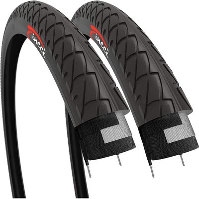Fincci Pair 26x2.125 Bicycle Tire - Slick City 26 inch Bike Tires - 53-559 Foldable Mountain Bike Tires & Kevlar - 26 x 2.125 Wheelset for Electric, Folding Road Bikes, Bike Trainer MTB Accessories