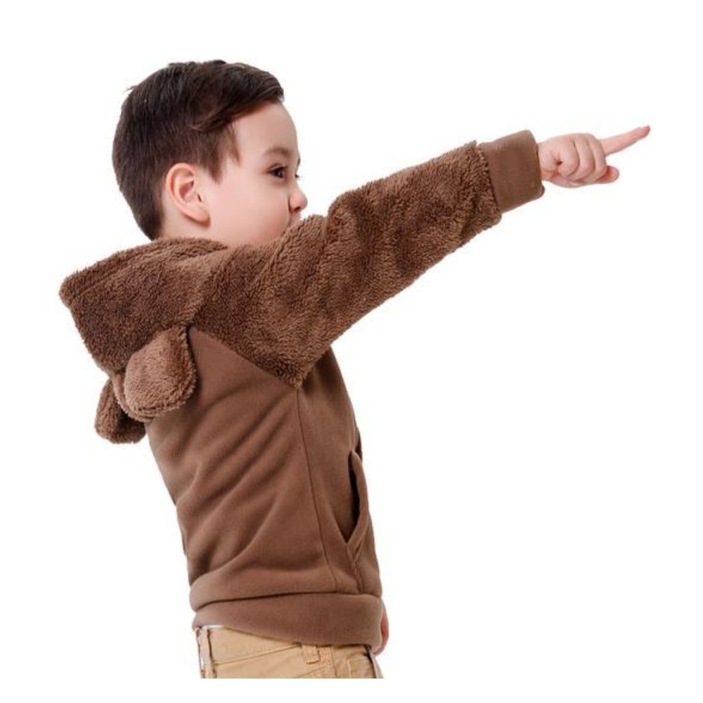 Stesti Winter Jacket for Toddler Boys Fur Soft Fleece Jacket Winter Coat for Baby Boy (4T, Brown)