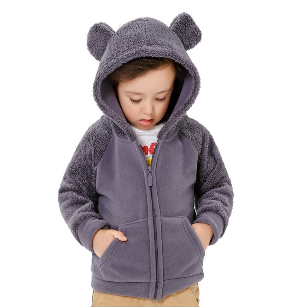 Stesti Winter Jacket for Toddler Boys Fur Soft Fleece Jacket Winter Coat for Baby Boy (6T, Grey)