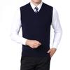 FULIER Mens Winter V-Neck Sleeveless Vest Classic Business Gentleman Knitwear Knitted Waistcoat Sweater Cardigans Tank Tops (S, Navy) view 2
