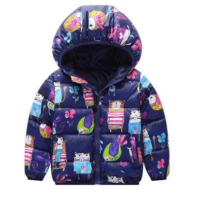 Winter Jacket for Girls Printed Cotton Coat Winter Jacket for Girls (24M, Navy)