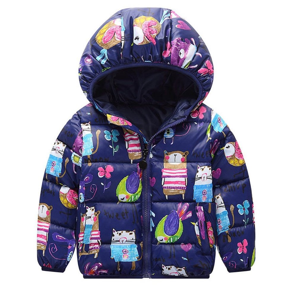 Winter Jacket for Girls Printed Cotton Coat Winter Jacket for Girls (24M, Navy)