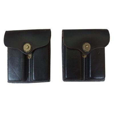 warreplica WWII US .45 Double Magazine Pouch Dark Brown Leather x 2 Pieces - Reproduction