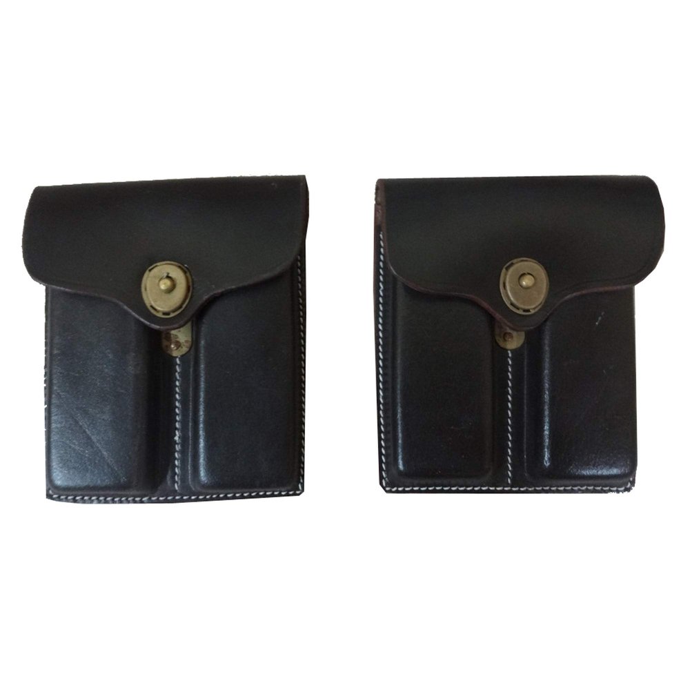 warreplica WWII US .45 Double Magazine Pouch Dark Brown Leather x 2 Pieces - Reproduction