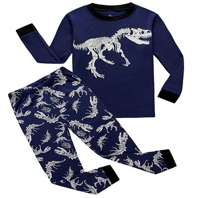 Babygp Boys Pajamas Dinosaur etc Kids Pjs Sets 100% Cotton Toddler long sleeves Sleepwear(Dark Blue dinosaur,5 Years)
