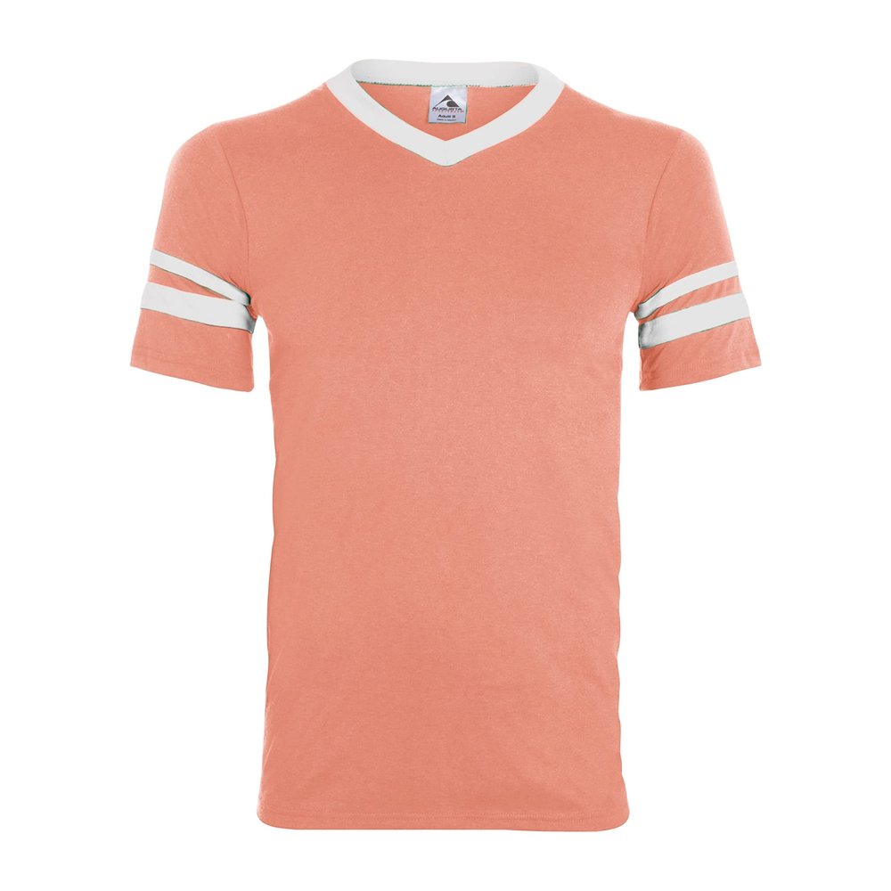 Augusta Sportswear Men's Sleeve Stripe Jersey, Coral/White, Medium
