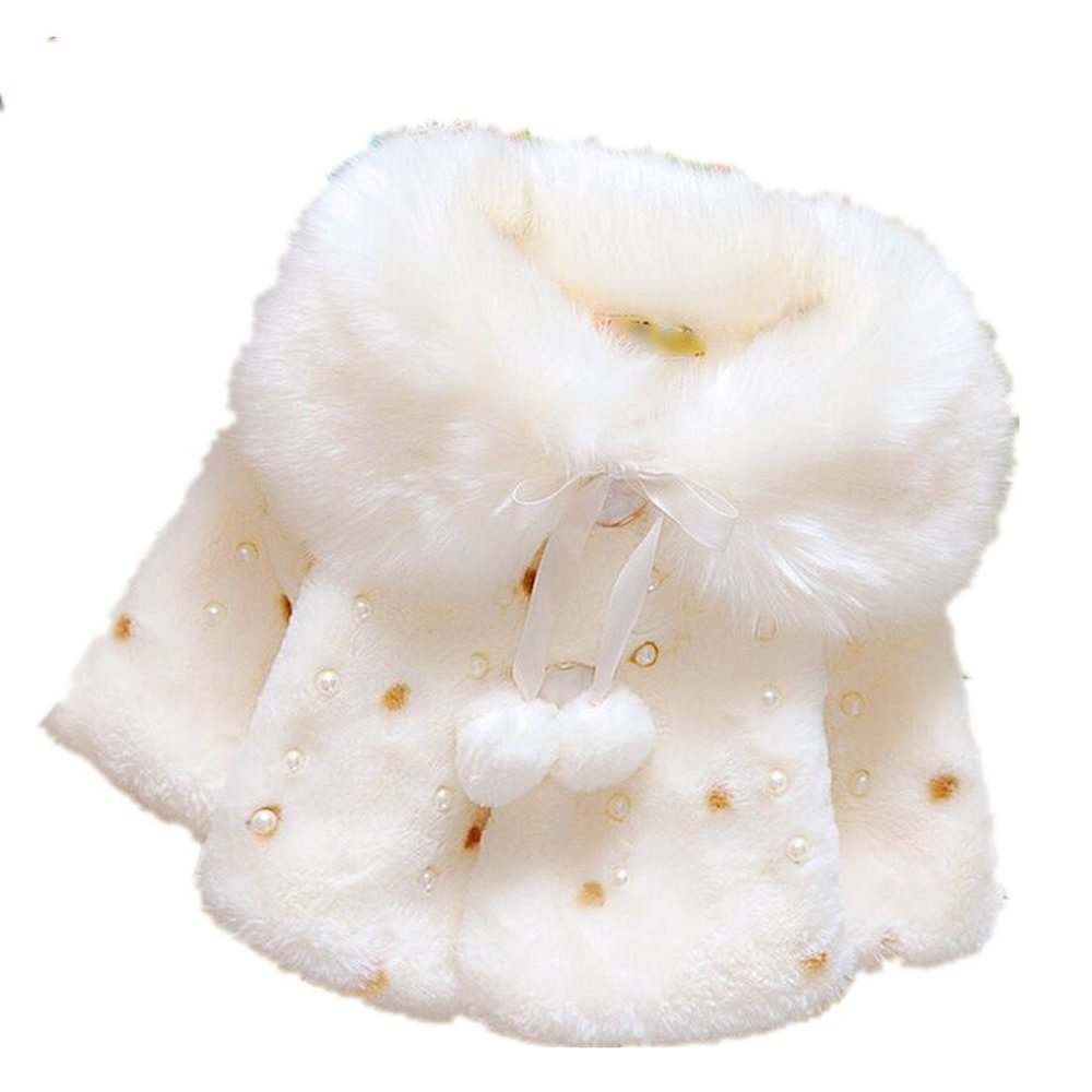 Baby Girl Winter Warm Cape Toddler Coat Cloak Jacket Fur Outerwear Clothes 0-3Y (6-9 Months, White)
