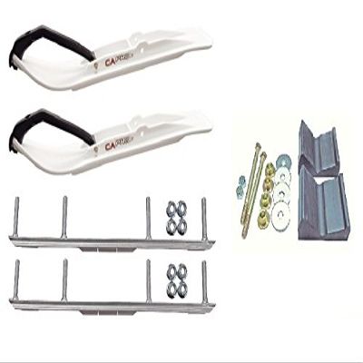 C&A Pro White XT Snowmobile Skis w/ 4.5" Shaper Bars Complete Kit Polaris Fusion IQ
