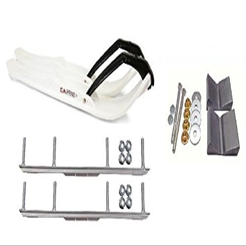 C&A Pro White XPT Snowmobile Skis w/ 4.5" Shaper Bars Complete Kit Polaris Pro Ride Chassis Rush 2010-11