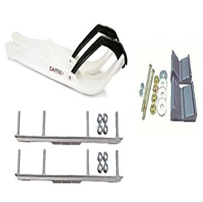 C&A Pro White XPT Snowmobile Skis w/ 4.5" Shaper Bars Complete Kit Polaris Fusion IQ