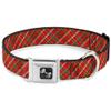 Dog Collar Seatbelt Buckle Tartan Plaid2 Red Green Yellow 18 to 32 Inches 1.5 Inch Wide view 1