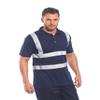 Portwest Iona Polo Shirt Hi Vis Visibility Reflective Short Sleeve Work Wear Top, Navy, 3 XL view 2