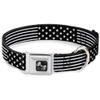 Dog Collar Seatbelt Buckle Americana Stars Stripes2 Black White 15 to 26 Inches 1.0 Inch Wide view 1