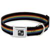 Dog Collar Seatbelt Buckle Stripe Black Rainbow 15 to 26 Inches 1.0 Inch Wide view 1