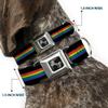 Dog Collar Seatbelt Buckle Stripe Black Rainbow 15 to 26 Inches 1.0 Inch Wide view 2