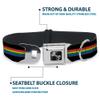 Dog Collar Seatbelt Buckle Stripe Black Rainbow 15 to 26 Inches 1.0 Inch Wide view 4