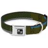 Dog Collar Seatbelt Buckle Hash Mark Stripe Black Multi Color 11 to 17 Inches 1.0 Inch Wide view 1