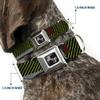Dog Collar Seatbelt Buckle Hash Mark Stripe Black Multi Color 11 to 17 Inches 1.0 Inch Wide view 2